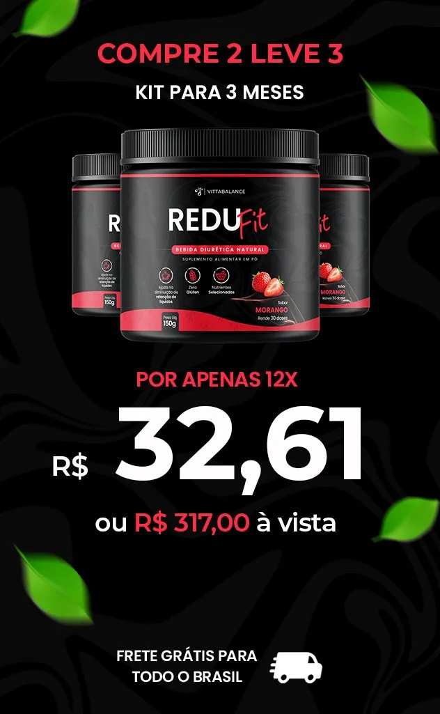 Kit promocional com 3 frascos de Redufit, indicado para um tratamento contínuo e resultados mais duradouros